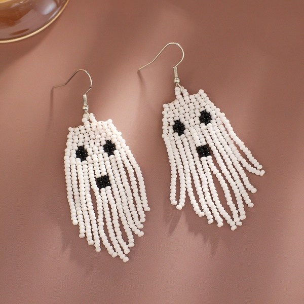 IC Halloween-øreringe, anheng for kvinner, perler Julepyntgaver, Halloween-presenterer, White GSLHOst