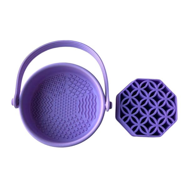 Silikon sminkborste rengöringsverktyg svamppuff tvättkorg Purple Yhdistelmä