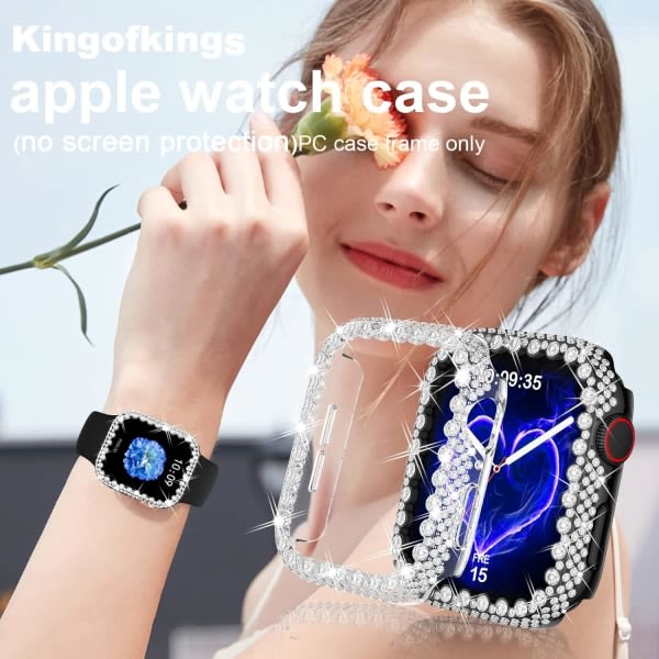 2-pack fodral kompatibel med Apple Watch Case 40 mm för kvinnor, Bling IC