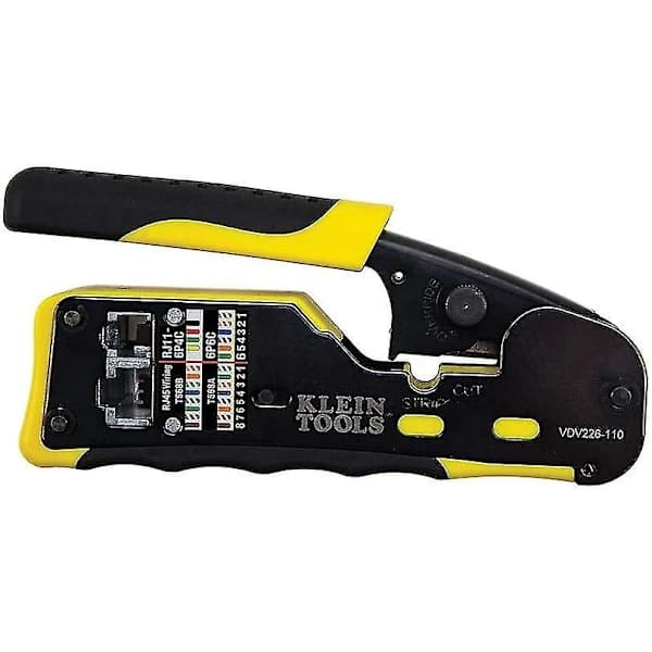 Tools A-vdv226-110 Pass Thru RJ45 Ratschandeverktyg, Kompakt, Gul/Svart
