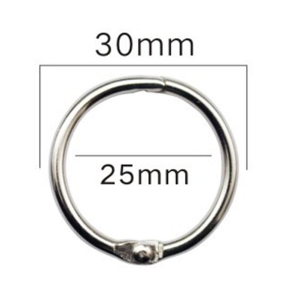 IG 30-pack Bokbindningsringar Kontorsmetall Lösbladsring Nyckelring