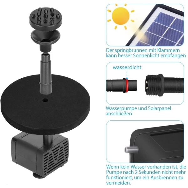 IC Solfontæne 6W Opgraderet Solpumpe Vandpumpe