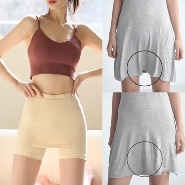 IC Sommar Säkerhetsbyxor Basic Shorts Under Kjol Damunderkläder Beige L