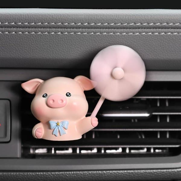 IC Søde bil luftventil Clips, Charm Car Inter dekorationer Luftfrisker Clip Dufter Diffuser, sjove bil dekoration tilbehør (rosa gris)