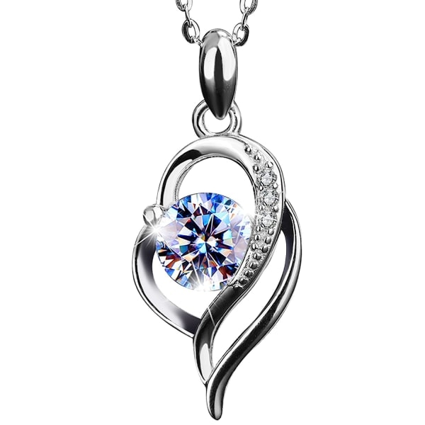 IC Moissanit Sterling Silver Halsband med Valnöt Smyckeskrin Present till Kvinna Fru Flickvän Dotter Födelsedagspresent
