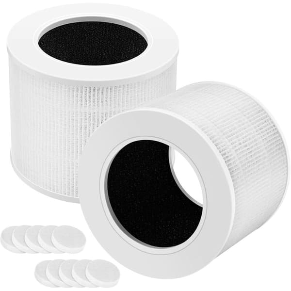 LEVOIT Core Mini Luftrenser Erstatningsfiltre 2-pakning med 10 Aromaputer 3-i-1 Ekte HEPA-filter Kompatibelt med LEVOIT Core Mini