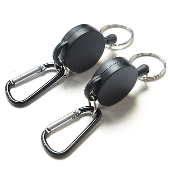 2-pack - Retractable Keychain / Key Holder with Cord, Black