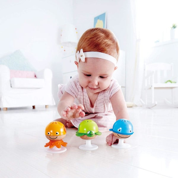 IC Skallror Set | Tre havsdjur sugkoppsleksaker, pedagogisk baby , multi , 5'' x 2'' (E0330 )