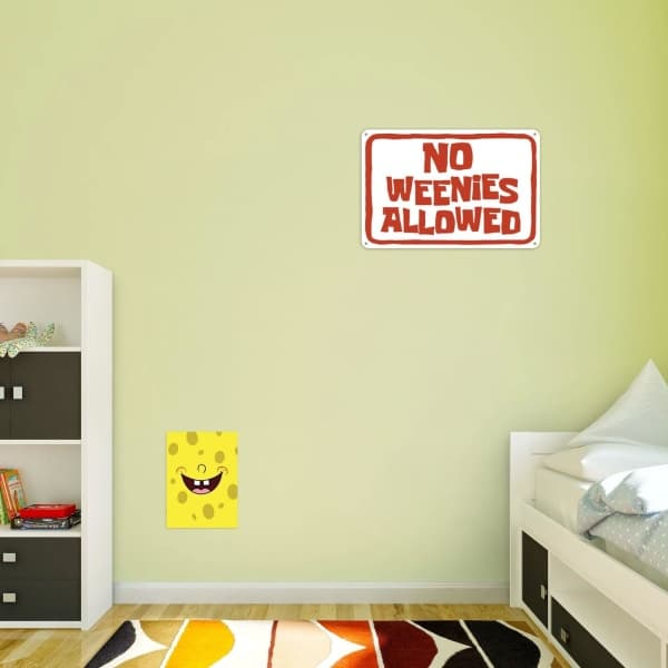 IC No Weenies Allowed Skilt Sjovt Meme Posters, Sovrumsdörrskylt, Sovrum Cool Väggdekor