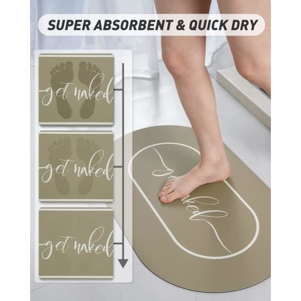 IC Badeværelsesmåtte 17”x27” Blød kiselgur, skridsikker Hurtigtørrende gummibagside Beige Badeværelsesmåtte Absorberende