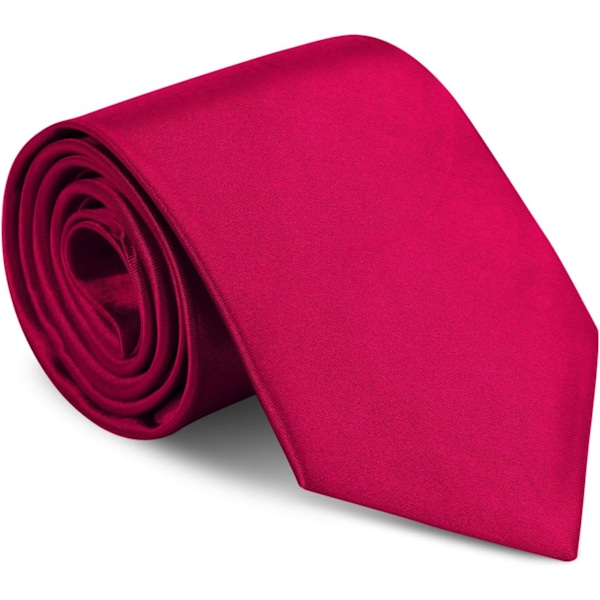 Klassisk ensfarvet satin slips til mænd - Premium slips i ren farve til mænd - Formelle sorte slips til mænd - Business bryllupsfest arbejde slips 8cm Medium pink red