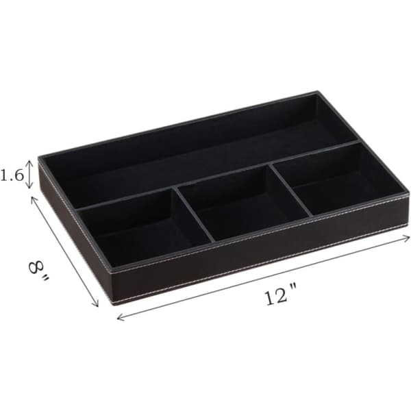IC Serverad bricka Herr Nattduksbord Organizer 4 fack PU-läder