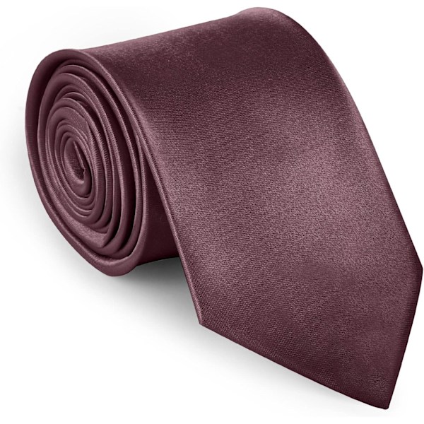 Klassisk ensfarvet satin slips til mænd - Premium slips i ren farve til mænd - Formelle sorte slips til mænd - Business bryllupsfest arbejde slips 8cm Deep Red Brown Satin