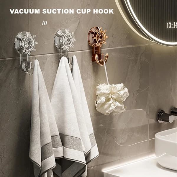 Suction Cup Hook 2 pcs Anchor Wall Storage Suction Cup Hook Reusable Heavy Duty Vacuum Suction Cup Hook Wall Mounted Heavy Duty Suction Cup Hooks Transparent Transparent