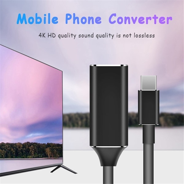 Typ C till HDMI-kabel USB C till HDMI-kabelkonverterare Svart