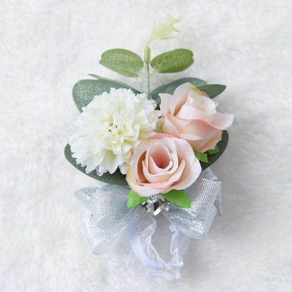 IC Bryllup Brudepige Håndledsblomst Corsage Bryllupsplanlægger Håndleds Corsage Håndblomst, pakke med 6