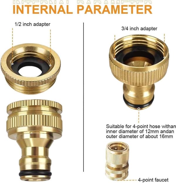 Garden Couplings - Garden Hose Coupling Set - Brass Coupling - Quick Coupling - Hose Faucet - Universal Coupling - Kitchen Faucet