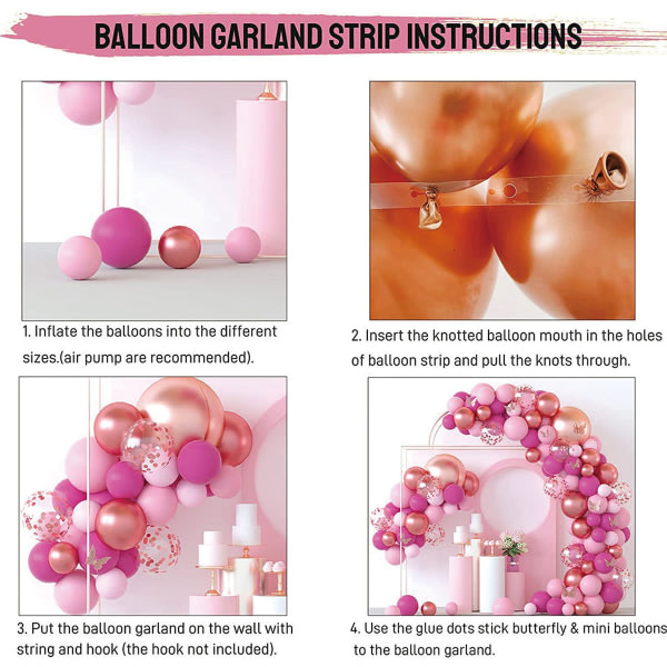 IC Rosa set Fylld rosa ballongbåge olika