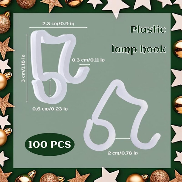 100 st Stuprännekrokar, Utomhusslingor Clips, Stuprännegirlanghängare, Stuprännekrokar för Juldekorationer för Jul, Halloween, Fester