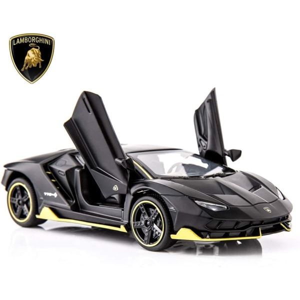 Yhteensopiva 1:32 Lamborghini LP770 -automallin kanssa Lelulelu Ääni ja valo Vetoauto Sinkkiseoslelut lapsille Poika Tyttö Lahja (musta)