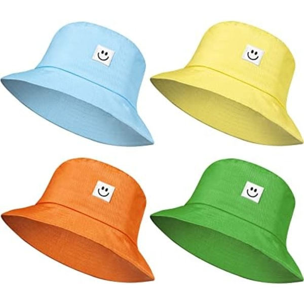 IC Smilende Ansikt Bucket Hat Søt Bucket Cap Strandsolhatt Sommer Reisehatt for Kvinner Menn