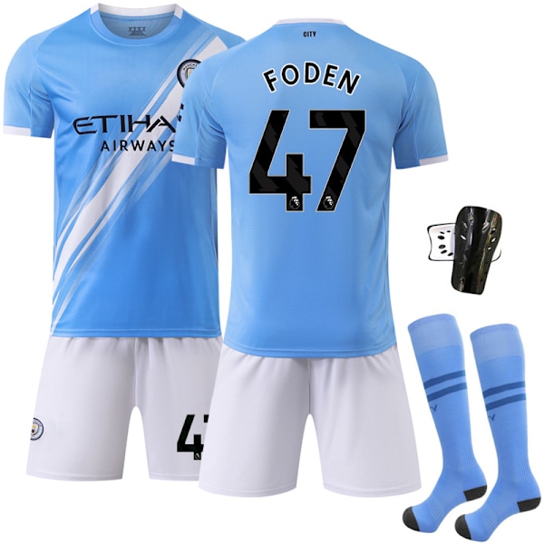 -26 ny sportdräkt 17 De Bruyne klubbfotbollströja nr 9 Haaland Manchester City hemma Size 47 Sock Protector #XS