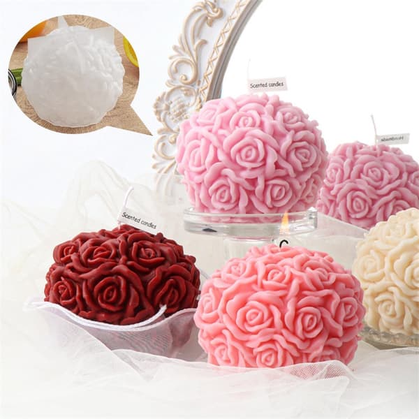 2 - stk - Lysform - form - roseblomst - Silikonlysform - roseballlys - selv - DIY - hjemmeinnredning