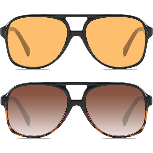 IC Klassiske Vintage Aviator Solbriller til Kvinder Mænd Stor Ramme Retro 70'er Solbriller