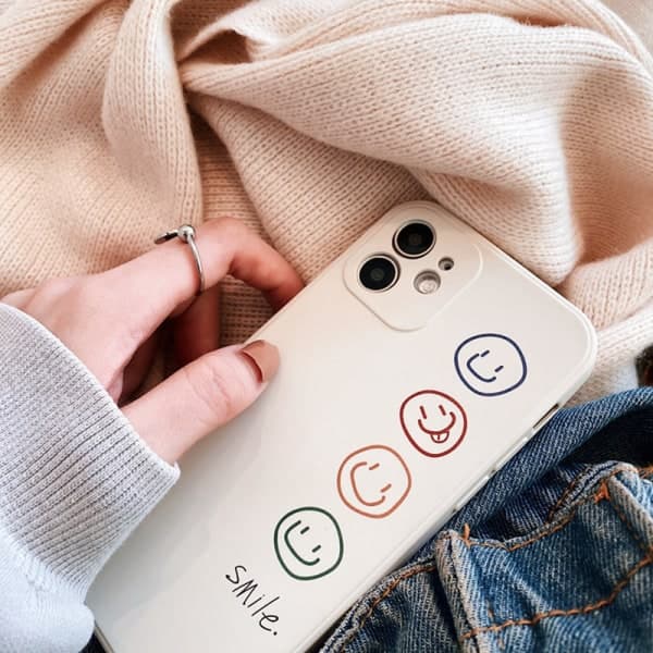 IC Cover Smiley Face Søt malt etui iPhone12