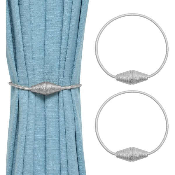 IC 2-pack handgjorda vävda rep Magnetiske gardinbindinger Praktiske dekorative gardinbindinger for hem og kontor (grå)
