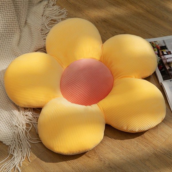 IC Søt blomsterpute puter rom dekorasjon (gul, 40cm)