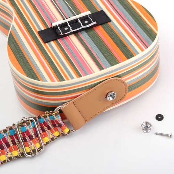 Ukulele-rem, skuldertaske til miniguitar, metalspænde, regnbuefarve