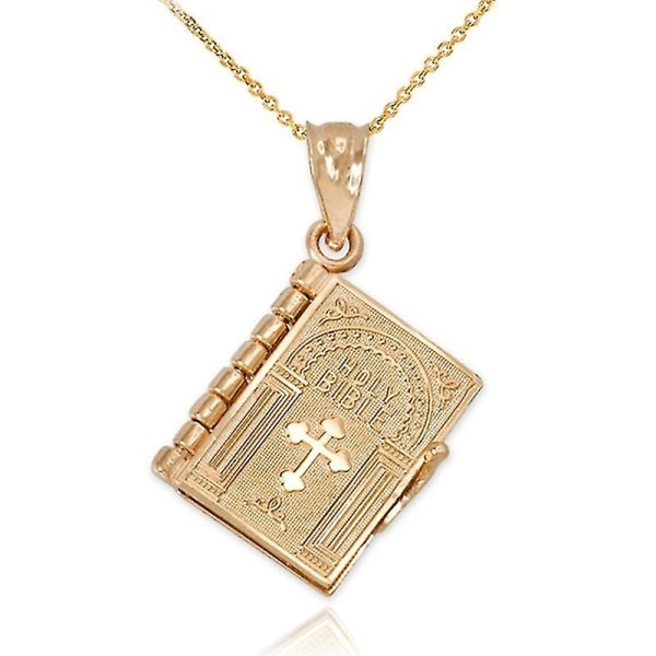 Pyhä Raamattu Kirja Hänge Halsband Kvinnor Guld Färg Öppningsbart Halsband Smycken Kristendom Judendom Katolismi Ortodoksinen