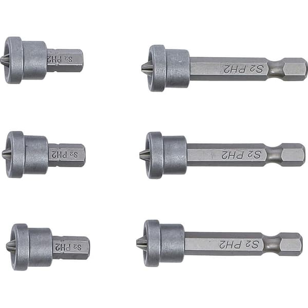 Bitsæt med dybdestop - til gips - Multifarvet - 6,3 mm (1/4\") han-sekskant - Phillips PH2 - 6 stk. - Lille