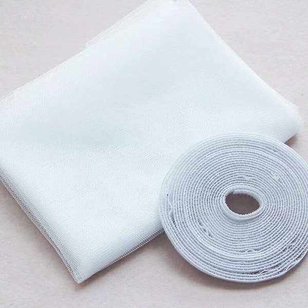 2-pack Myggnät för Fönster, Insektsnät Fönsternät 1.3m x 1.5m Skydd mot Insekter Bin Myggor med 1 Rulle Självhäftande Tejp