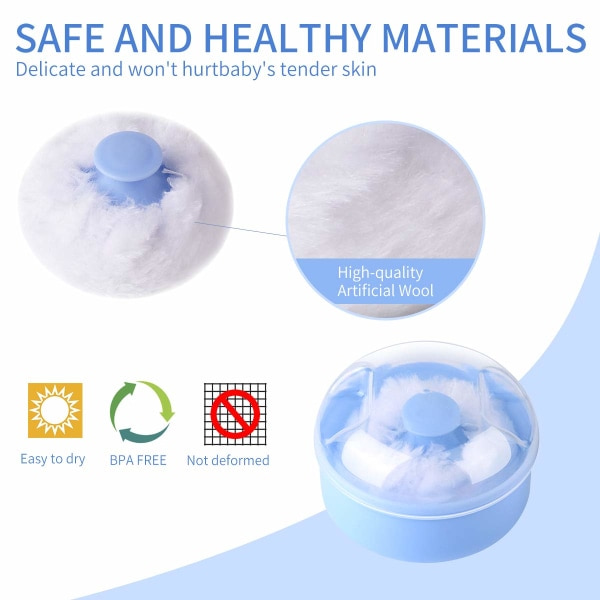 IC 2-pak Baby Body Kosmetisk Pudder Puff Kroppspudder Puff og etui (rosa og blå)