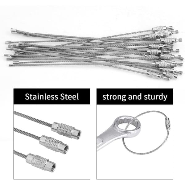 20 stk 15 cm Tråd Nøkkelring Kabel Sølv Nøkkelring Loop IC