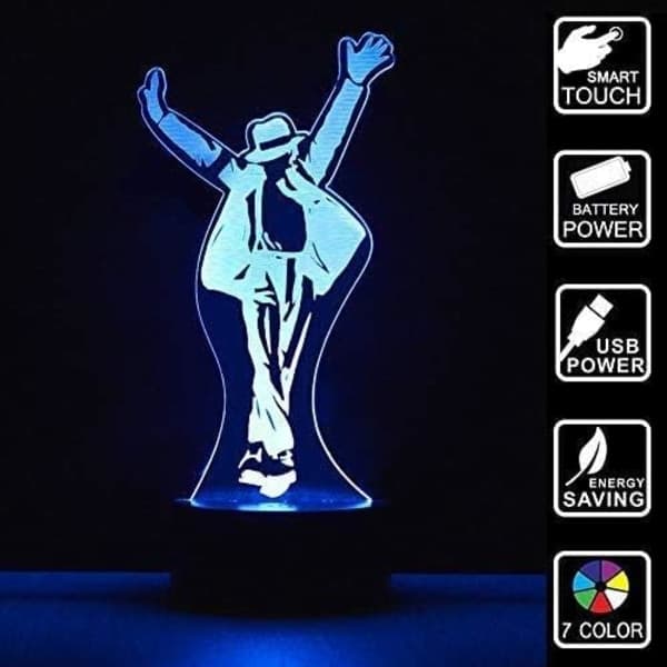 IC Michael Jackson Action Figur 3D-lampe Optiske Illusions 7 Farger