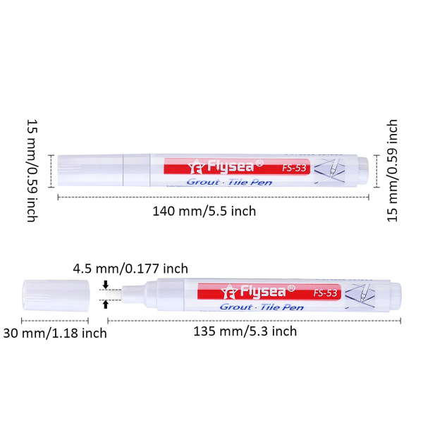 6 stk fugepen til væg, fuge restaurering pen, reparationsmarkør, fugefyldning pen til at gendanne fliser, væg, gulv, badeværelse og køkken (hvid)