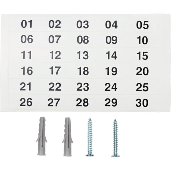 Låsbar nøgleboks med numerisk kode, 20 nummererede kroge, stålplade, KC 20 C, matsort