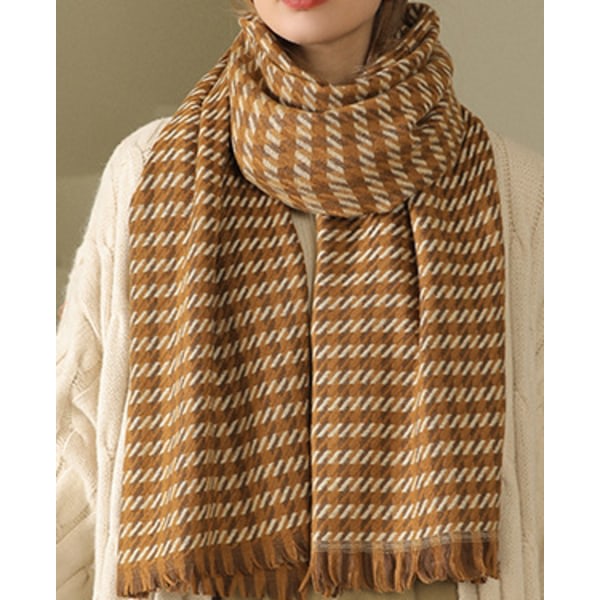 IC Houndstooth Klassisk Cashmere Vinterhalsduk 70*185CM Camel