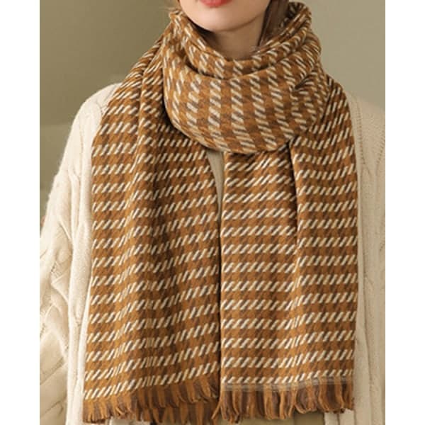 IC Houndstooth Klassisk Kamel Cashmere Vinterhalsduk 70*185CM