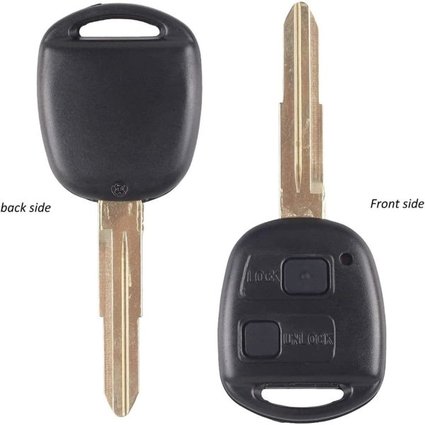 IC 2-knappars fjärrnyckelskal med gummikudde för Yaris/Up Tarago/Ehco/Avensis/Corolla/RAV4/Prado