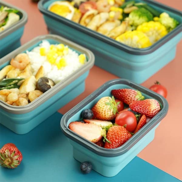 IC 4 stk Silikon Madbeholdere Lunchboks Sæt Bento Box