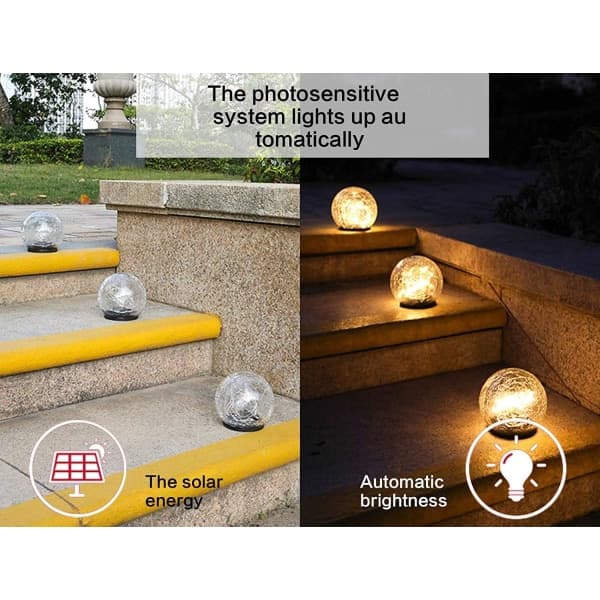 IC Solcellslampor Utomhus Trädgårdsdekoration 2-pack Sprucken Glaskula