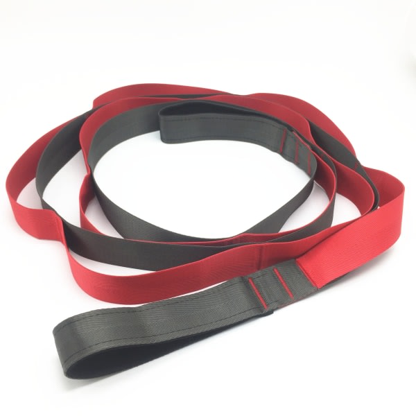 IC Yogabälte med 12 öglor & icke-elastiskt yogaband - stretching red + dark grey