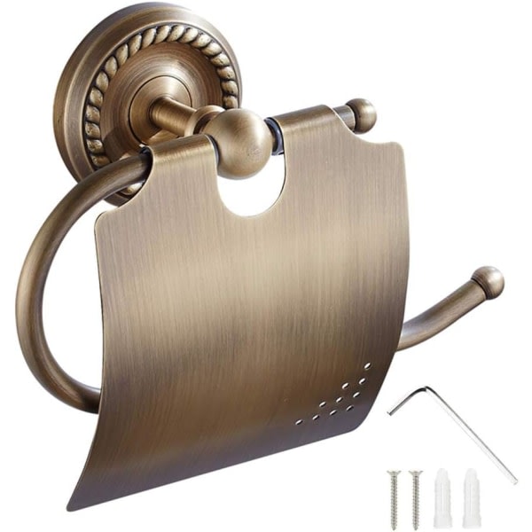 IC Retro Toalettrullehållare med lås Toalettpappersautomat Antik mässing Väggmontert bronsvävnadshållare Toalettpapper for baderomskök