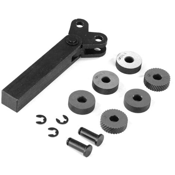 IC 7 delar stål dubbelhjul räfflade set med 0,5 mm 1 mm 2 mm hjul linjär stigning räfflade set Svarv skärhjul räfflade set, modell: svart