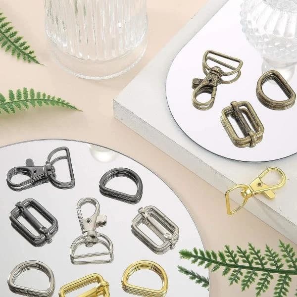 56 stykker D-ringe til håndtasker, tasketilbehør, håndtasker til taskefremstilling, spænder, håndværk (assorterede farver, 25 mm)