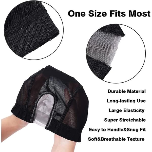 IC 5 stk Mesh Dome Paryk Cap Spandex Strækbar Hårmaske Åndbar